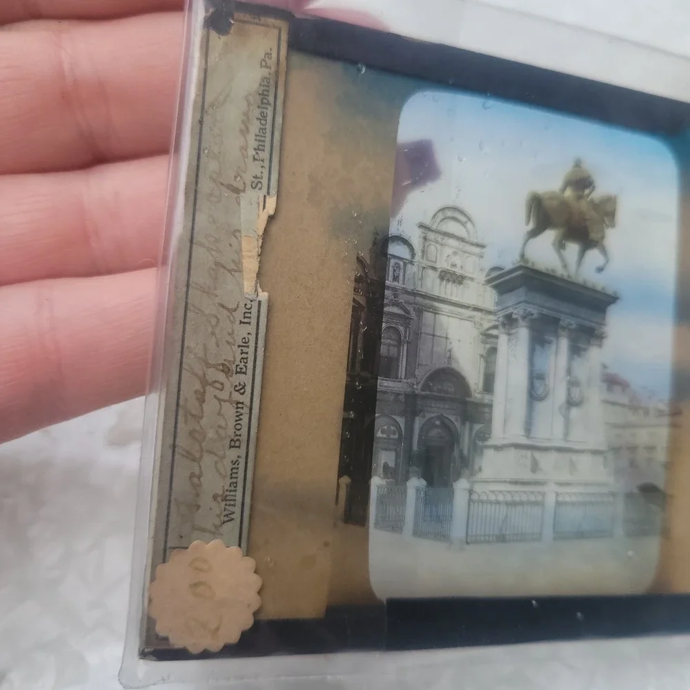Lot of Six Antique Lantern Glass Slides Philadelphia NYC Scopticon Crystal